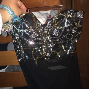 Black, Gold, and Silver Homecoming Dress